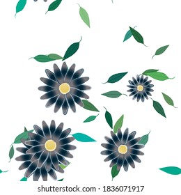 Flowers and leafs seamless ornamental vector pattern.