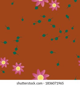 Flowers and leafs seamless ornamental vector pattern.