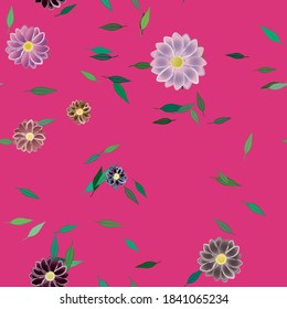 Flowers and leafs seamless ornamental vector pattern.