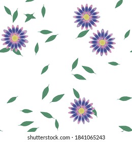Flowers and leafs seamless ornamental vector pattern.