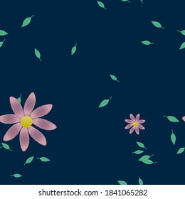 Flowers and leafs seamless ornamental vector pattern.