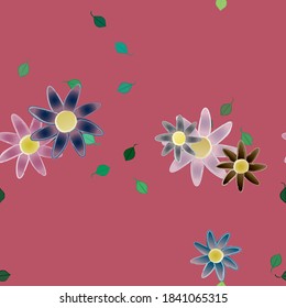 Flowers and leafs seamless ornamental vector pattern.