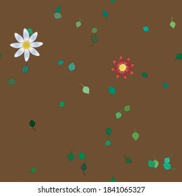 Flowers and leafs seamless ornamental vector pattern.
