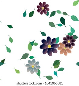 Flowers and leafs seamless ornamental vector pattern.