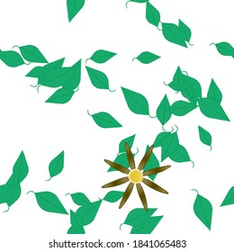Flowers and leafs seamless ornamental vector pattern.