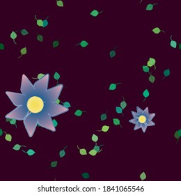 Flowers and leafs seamless ornamental vector pattern.