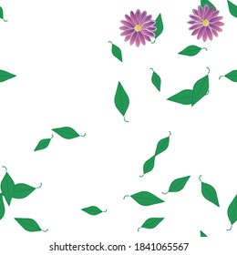 Flowers and leafs seamless ornamental vector pattern.