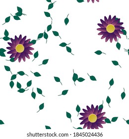 Flowers and leafs seamless ornamental vector pattern.