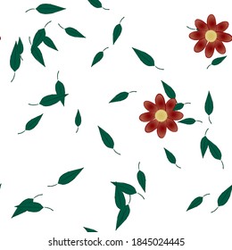 Flowers and leafs seamless ornamental vector pattern.