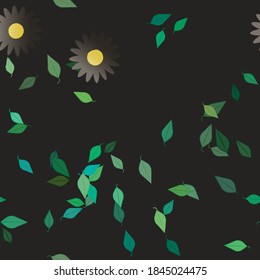 Flowers and leafs seamless ornamental vector pattern.