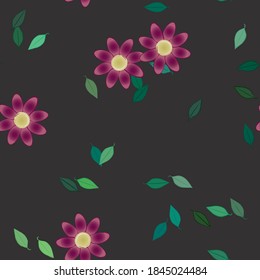 Flowers and leafs seamless ornamental vector pattern.