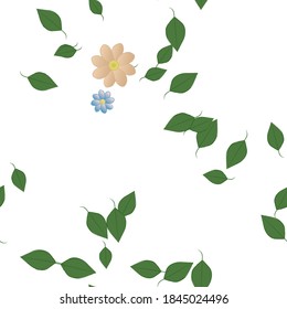 Flowers and leafs seamless ornamental vector pattern.