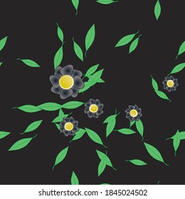 Flowers and leafs seamless ornamental vector pattern.