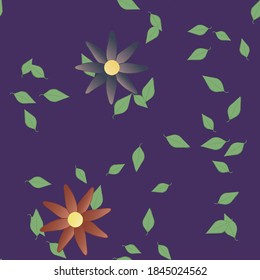 Flowers and leafs seamless ornamental vector pattern.