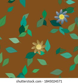 Flowers and leafs seamless ornamental vector pattern.