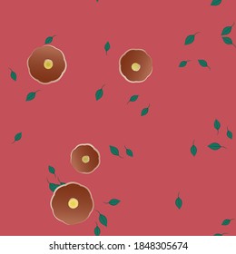Flowers and leafs seamless ornamental vector pattern.
