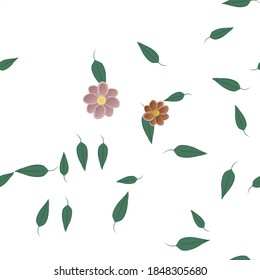 Flowers and leafs seamless ornamental vector pattern.