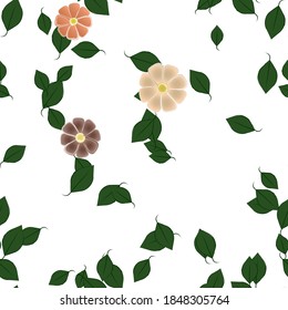 Flowers and leafs seamless ornamental vector pattern.