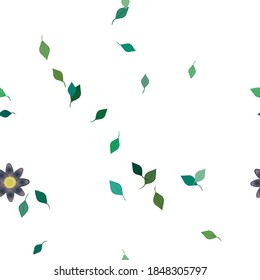 Flowers and leafs seamless ornamental vector pattern.