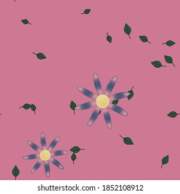 Flowers and leafs seamless ornamental vector pattern.