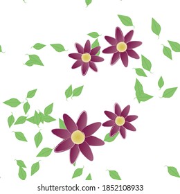 Flowers and leafs seamless ornamental vector pattern.