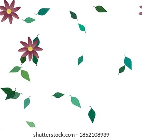 Flowers and leafs seamless ornamental vector pattern.