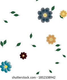 Flowers and leafs seamless ornamental vector pattern.