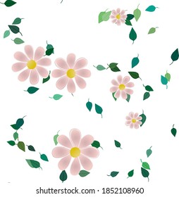 Flowers and leafs seamless ornamental vector pattern.