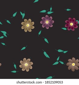 Flowers and leafs seamless ornamental vector pattern.