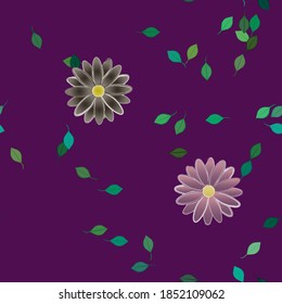 Flowers and leafs seamless ornamental vector pattern.