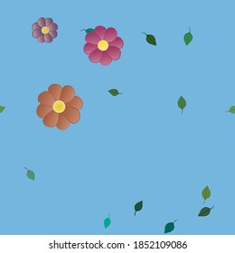 Flowers and leafs seamless ornamental vector pattern.