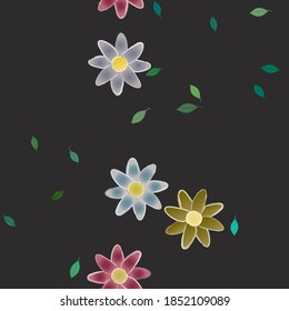 Flores y hojas sin fisuras de vectores ornamentales.