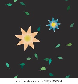 Flowers and leafs seamless ornamental vector pattern.