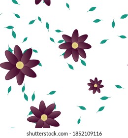 Flowers and leafs seamless ornamental vector pattern.