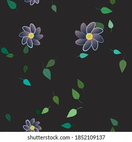 Flowers and leafs seamless ornamental vector pattern.