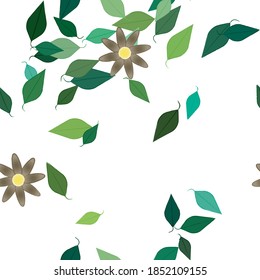 Flowers and leafs seamless ornamental vector pattern.