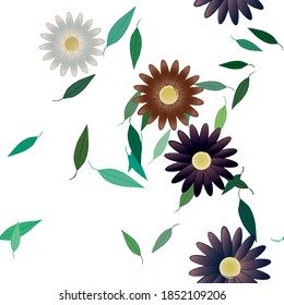 Flowers and leafs seamless ornamental vector pattern.