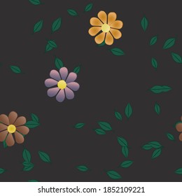 Flowers and leafs seamless ornamental vector pattern.