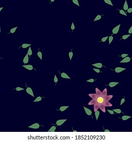 Flowers and leafs seamless ornamental vector pattern.