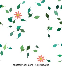 Flowers and leafs seamless ornamental vector pattern.
