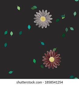 Flowers and leafs seamless ornamental vector pattern.