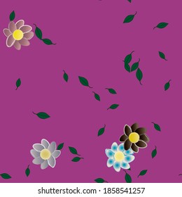 Flowers and leafs seamless ornamental vector pattern.