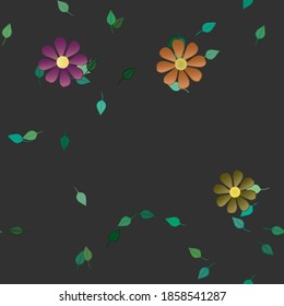 Flores y hojas sin fisuras de vectores ornamentales.