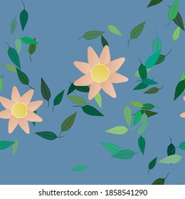 Flowers and leafs seamless ornamental vector pattern.