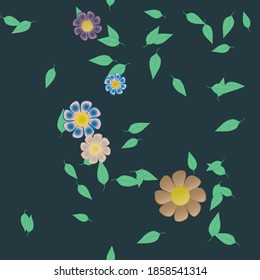 Flores y hojas sin fisuras de vectores ornamentales.