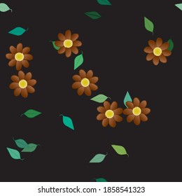 Flowers and leafs seamless ornamental vector pattern.