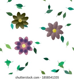 Flores y hojas sin fisuras de vectores ornamentales.
