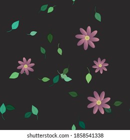 Flowers and leafs seamless ornamental vector pattern.