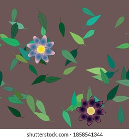 Flores y hojas sin fisuras de vectores ornamentales.