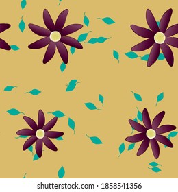 Flowers and leafs seamless ornamental vector pattern.
